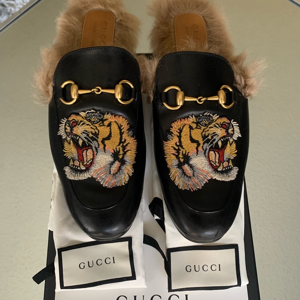 Gucci Princetown Tiger Loafer Slipper Mules/Slides